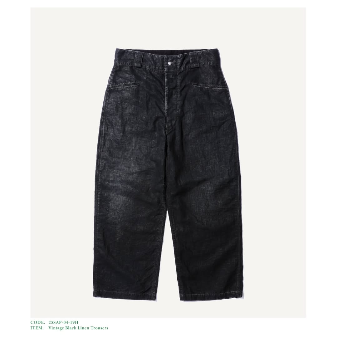 A.PRESSE 25SS Vintage Black Linen Trousers